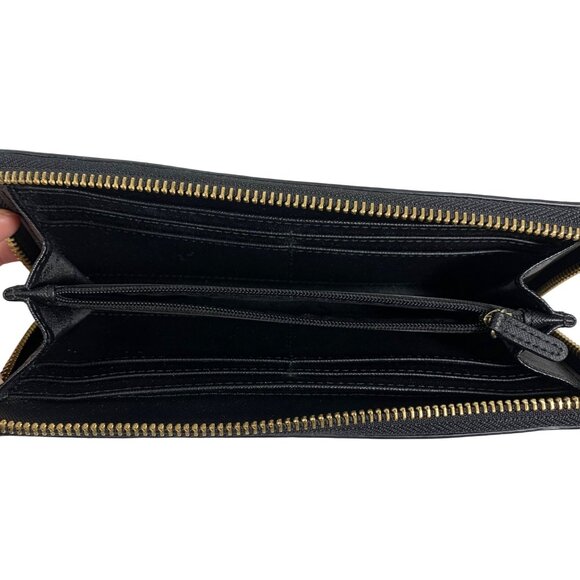 MICHAEL KORS Jet Set Travel Continental Large Black Pebbled Leather Wallet NICE! - Picture 7 of 9